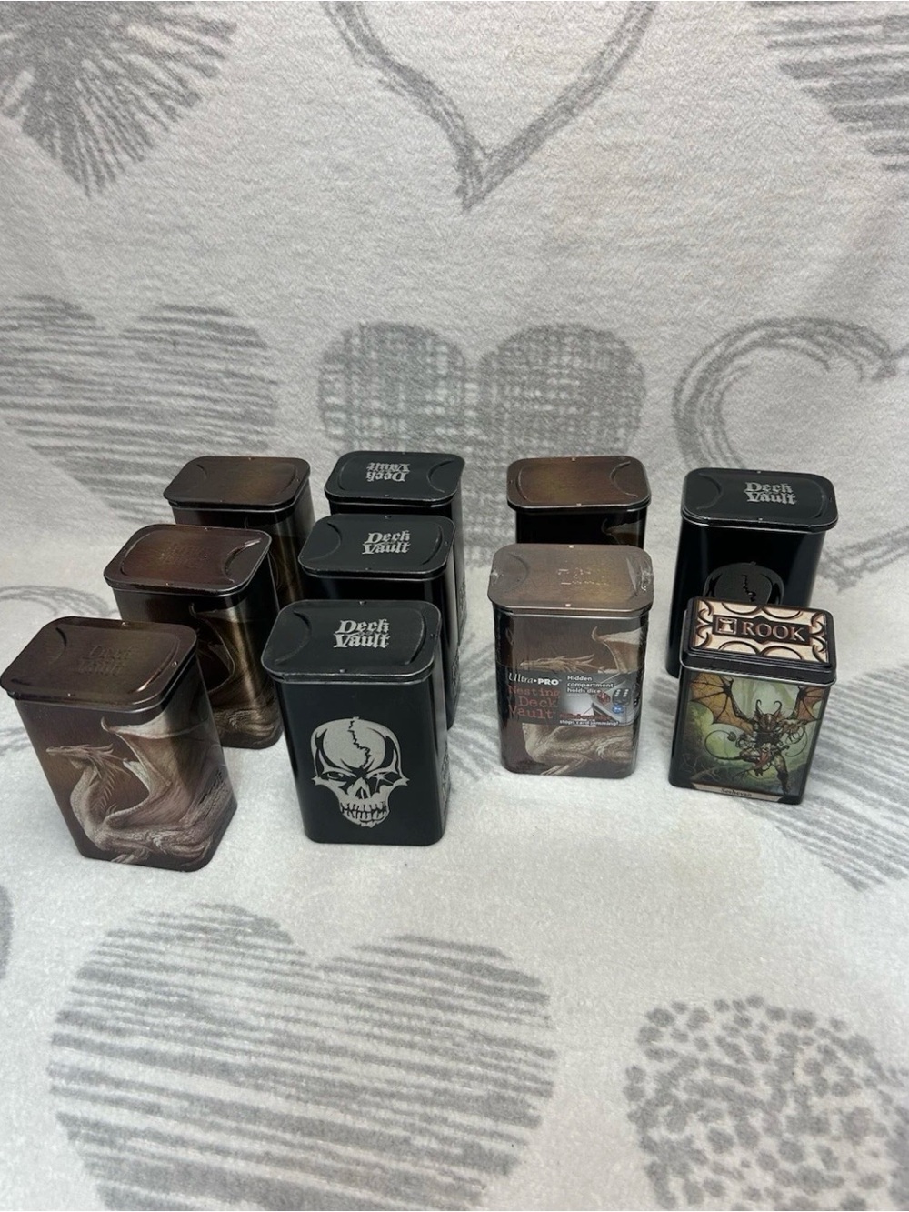 Lot Of 9 Ultra Pro Nesting Metal Deck Vaults 1 Sealed And 1 Rook Steal Box